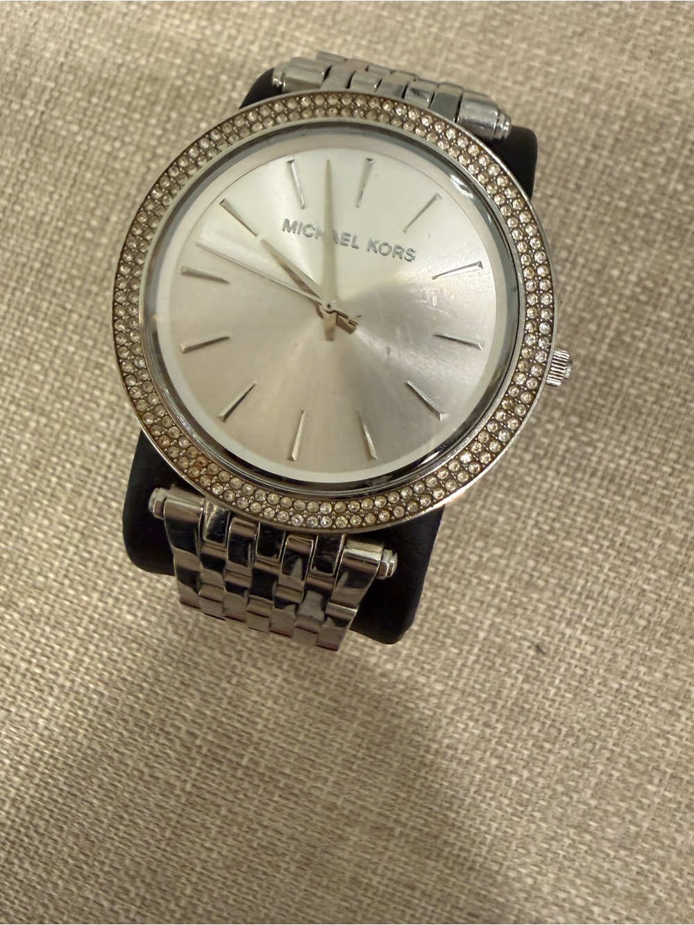 Michael Kors Silver Crystal-Accent Stainless Steel Bracelet Watch